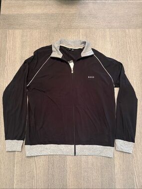 BOSS Black Zip-Up with Gray Trim